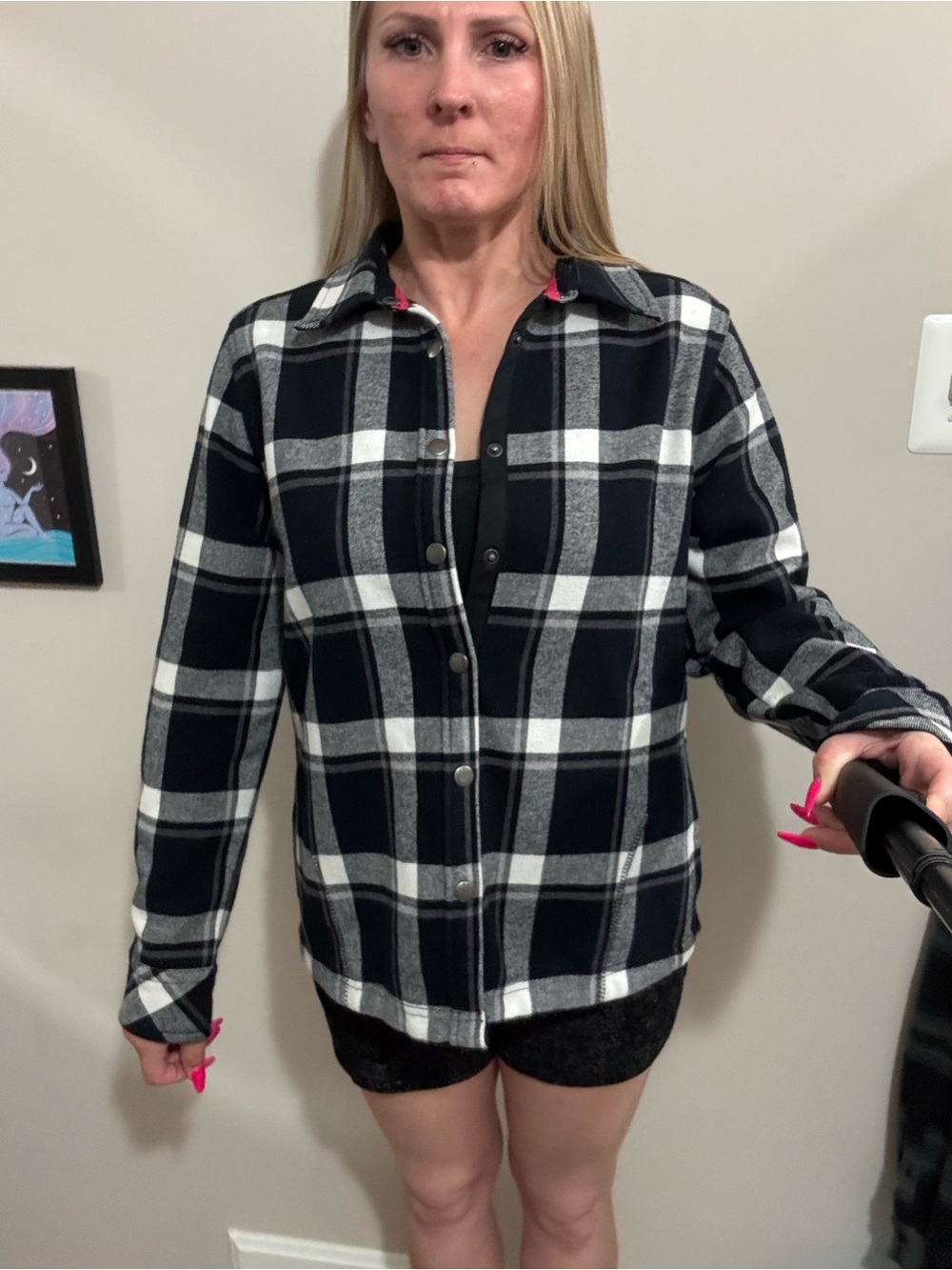 Black & White Plaid Button-Front Women's Jacket